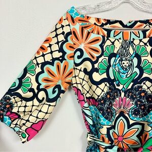 LILLY PULITZER 🐒 Jungle Monkey Motif Silk Long Sleeved Mini Dress - Size 4